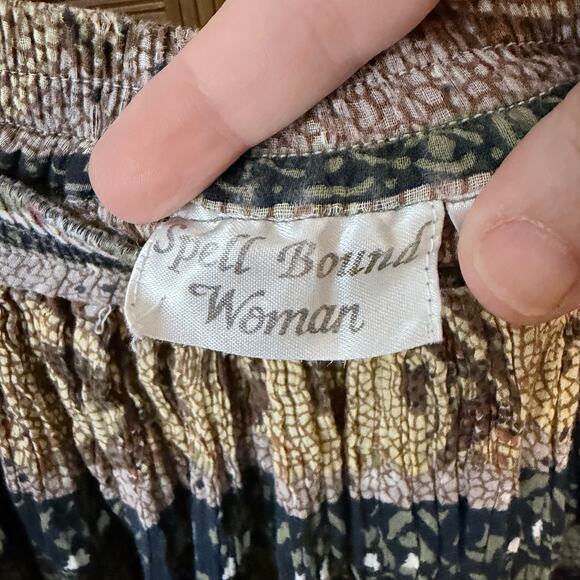 Vintage Spell Bound Woman Boho Patchwork Tiered Midi Skirt plus size 1X  cotton - Picture 4 of 5